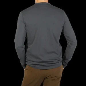 Tela Genova T-Shirts | Asphalt Grey Cotton Ls T-Shirt
