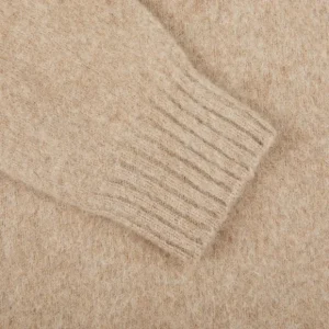 Drumohr Knitwear | Beige Brushed Lambswool Crew Neck Sweater