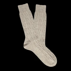 Bresciani Socks | Beige Cable Knitted Cashmere Socks