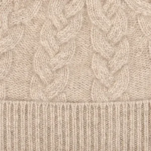 Amanda Christensen Beanies | Beige Cable Knitted Cashmere Beanie