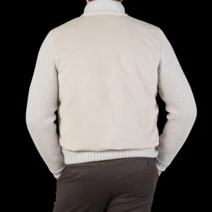 Gran Sasso Knitwear | Beige Cashmere Alcantara Front Padded Jacket