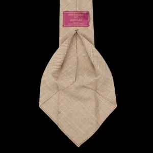 Dreaming Of Monday Ties | Beige Checked 7-Fold Super 100S Wool Tie