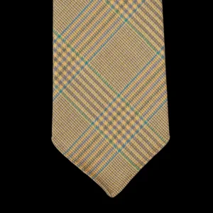 Dreaming Of Monday Ties | Beige Checked 7-Fold Vintage French Wool Tie