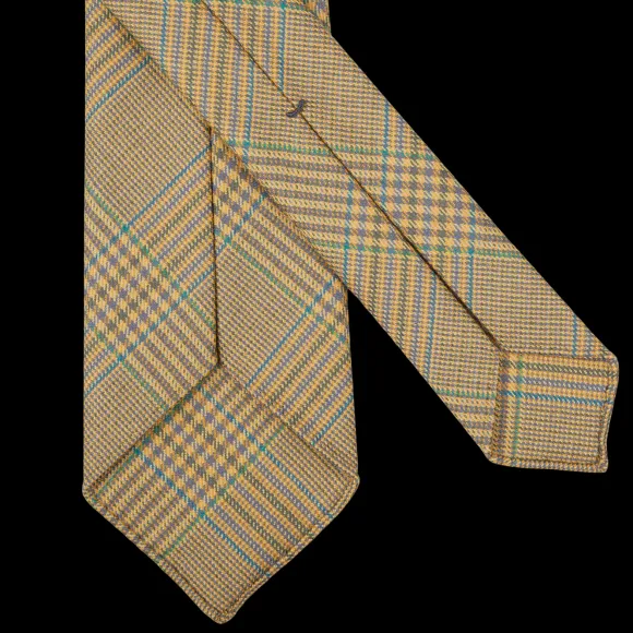 Dreaming Of Monday Ties | Beige Checked 7-Fold Vintage French Wool Tie