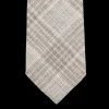 Dreaming Of Monday Ties | Beige Checked 7-Fold Wool Silk Linen Tie