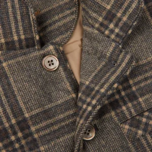 Stenströms Outerwear | Beige Checked Wool Down Padded Gilet