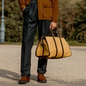 Frank Clegg Weekend Bags | Beige Cotton Canvas Hampton Travel Duffle