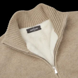 Gran Sasso Knitwear | Beige Faux Fur Lined Cashmere Blouson