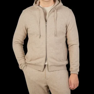 Maurizio Baldassari Loungewear | Beige Felted Cashmere Hood Cardigan