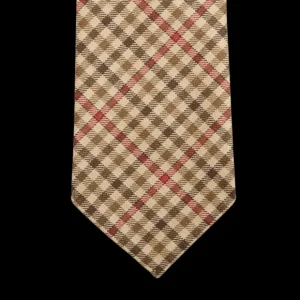 Dreaming Of Monday Ties | Beige Guarded Gunclub Checked 7-Fold Wool Tie