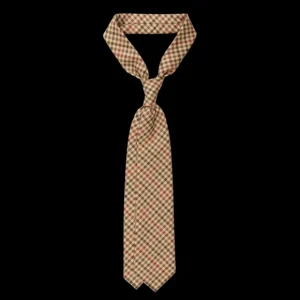 Dreaming Of Monday Ties | Beige Guarded Gunclub Checked 7-Fold Wool Tie
