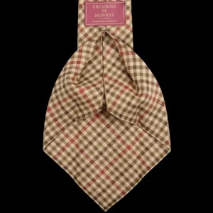 Dreaming Of Monday Ties | Beige Guarded Gunclub Checked 7-Fold Wool Tie