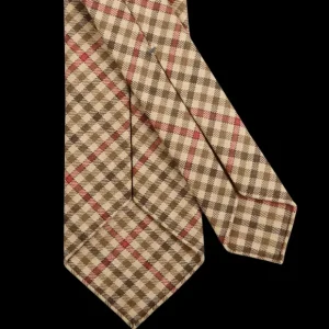 Dreaming Of Monday Ties | Beige Guarded Gunclub Checked 7-Fold Wool Tie