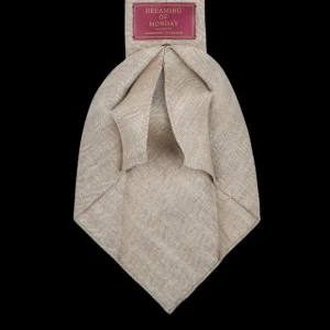 Dreaming Of Monday Ties | Beige Herringbone 7-Fold Irish Linen Tie