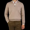 Gran Sasso Sweaters | Beige Melange Cashmere 1/4 Zip Sweater