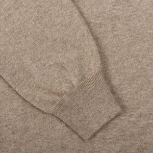 Gran Sasso Sweaters | Beige Melange Cashmere 1/4 Zip Sweater