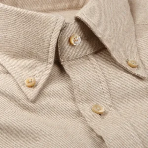 Stenströms Shirts | Beige Melange Cotton Flannel Slimline Bd Shirt