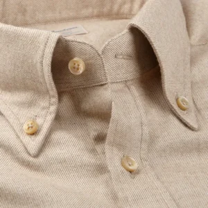 Stenströms Shirts | Beige Melange Cotton Flannel Slimline Bd Shirt