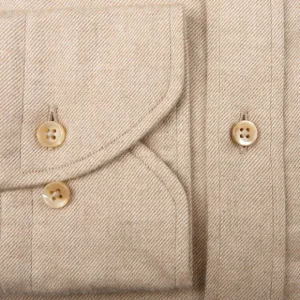Stenströms Shirts | Beige Melange Cotton Flannel Slimline Bd Shirt