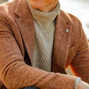 Inis Meain Knitwear | Beige Melange Wool Cashmere Boatbuilder Rollneck