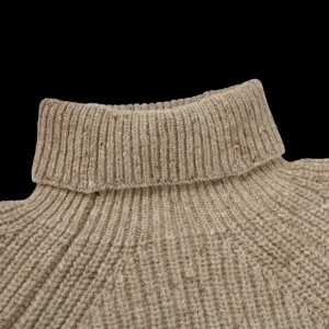 Inis Meain Knitwear | Beige Melange Wool Cashmere Boatbuilder Rollneck