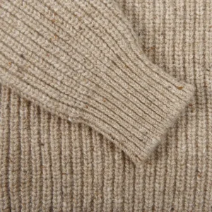 Inis Meain Knitwear | Beige Melange Wool Cashmere Boatbuilder Rollneck