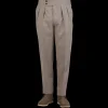 Luigi Bianchi Trousers | Beige Oatmeal Wool Flannel Pleated Trousers