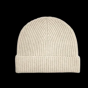 Johnstons Of Elgin Beanies | Beige Ribbed Cashmere Beanie