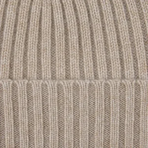 Amanda Christensen Beanies | Beige Ribbed Cashmere Beanie