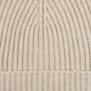 Johnstons Of Elgin Beanies | Beige Ribbed Cashmere Beanie