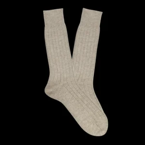 Bresciani Socks | Beige Ribbed Wool Cashmere Socks