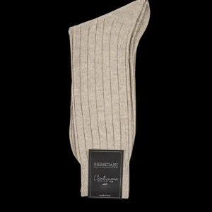 Bresciani Socks | Beige Ribbed Wool Cashmere Socks