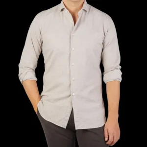 Xacus Shirts | Beige Washed Cotton Flannel Casual Shirt