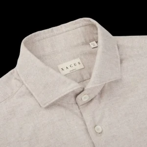 Xacus Shirts | Beige Washed Cotton Flannel Casual Shirt