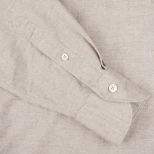 Xacus Shirts | Beige Washed Cotton Flannel Casual Shirt