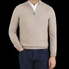 Gran Sasso Knitwear | Beige Wool Cashmere 1/4 Zip Sweater