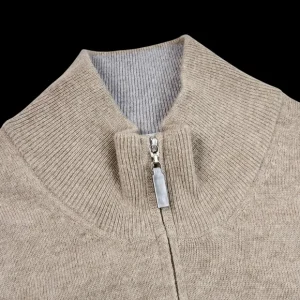 Gran Sasso Sweaters | Beige Wool Cashmere 1/4 Zip Sweater
