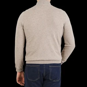 Gran Sasso Knitwear | Beige Wool Cashmere 1/4 Zip Sweater