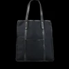 Frank Clegg Tote Bags | Black Canvas Tumbled Leather Market Tote Bag