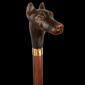 Fox Umbrellas Umbrellas | Black Doberman Head Crook Handle Umbrella