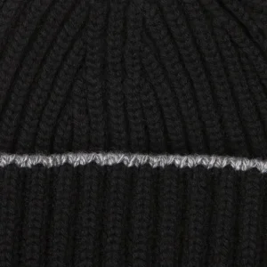 William Lockie Beanies | Black Earl Grey Cashmere Ribbed Short Beanie