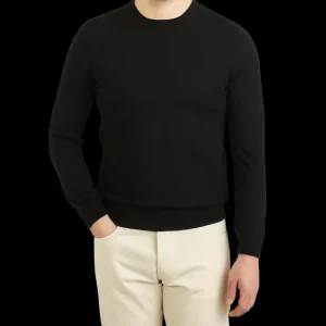 Gran Sasso Sweaters | Black Extra Fine Merino Crew Neck