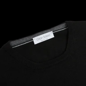 Gran Sasso Knitwear | Black Extra Fine Merino Crew Neck