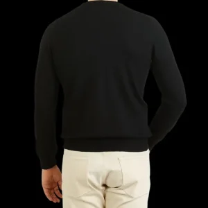 Gran Sasso Knitwear | Black Extra Fine Merino Crew Neck