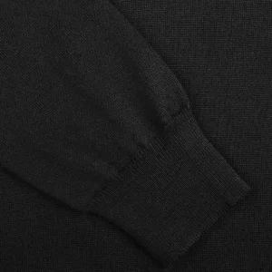 Gran Sasso Knitwear | Black Extra Fine Merino Roll Neck