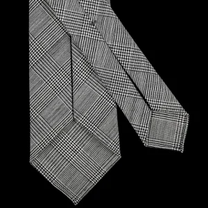 Dreaming Of Monday Ties | Black Glen Plaid 7-Fold High Twist Wool Tie