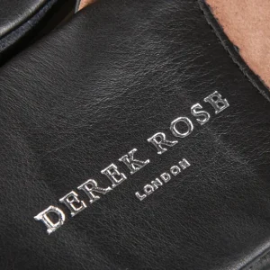 Derek Rose Slippers | Black Leather Sheepskin Open Slippers