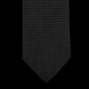 Drake's Ties | Black Lined Large Knot Grenadine Tie