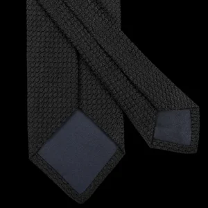 Drake's Ties | Black Lined Large Knot Grenadine Tie