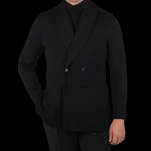 Stenströms Outerwear | Black Merino Wool Db Smoking Cardigan